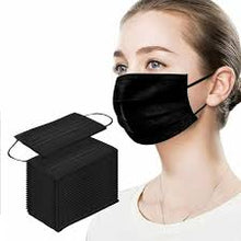 Load image into Gallery viewer, 50 PCS Black Disposable Face Mask, Breathable, Protection 3-Ply Masks