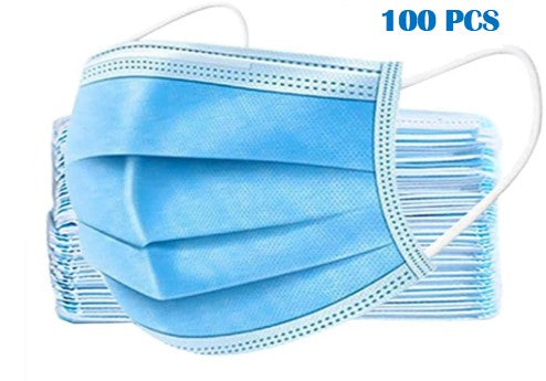 100 PCS Blue 3-Ply Disposable Face Mask